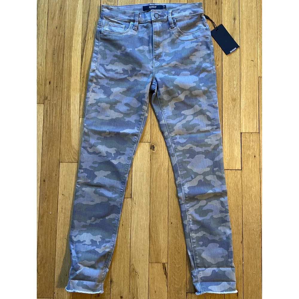 Hudson Jeans Womens 25 Green Barbara High Waist Super Skinny Ankle Camo Stretchy